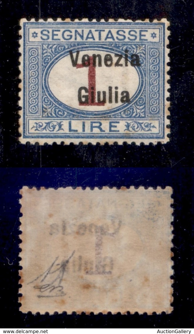 OCCUPAZIONI - VENEZIA GIULIA - 1919 - Segnatasse - 1 Lira (7) - Gomma Originale - Ottimamente Centrato - Piccoli Ingiall - Other & Unclassified