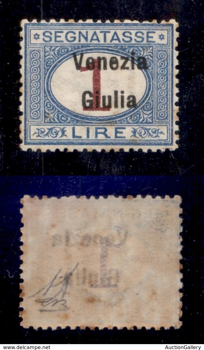 OCCUPAZIONI - VENEZIA GIULIA - 1919 - Segnatasse - 1 Lira (7) - Gomma Originale - Ottimamente Centrato - Piccoli Ingiall - Andere & Zonder Classificatie