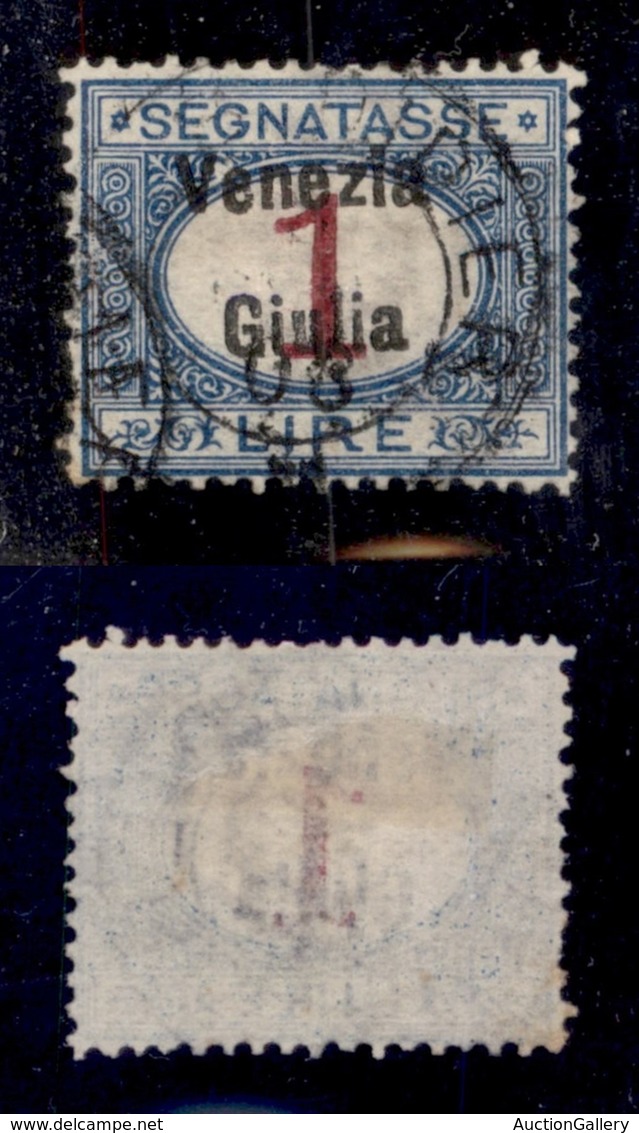 OCCUPAZIONI - VENEZIA GIULIA - 1919 - Segnatasse - 1 Lira (7) Usato - Ottimamente Centrato (1.200+) - Sonstige & Ohne Zuordnung