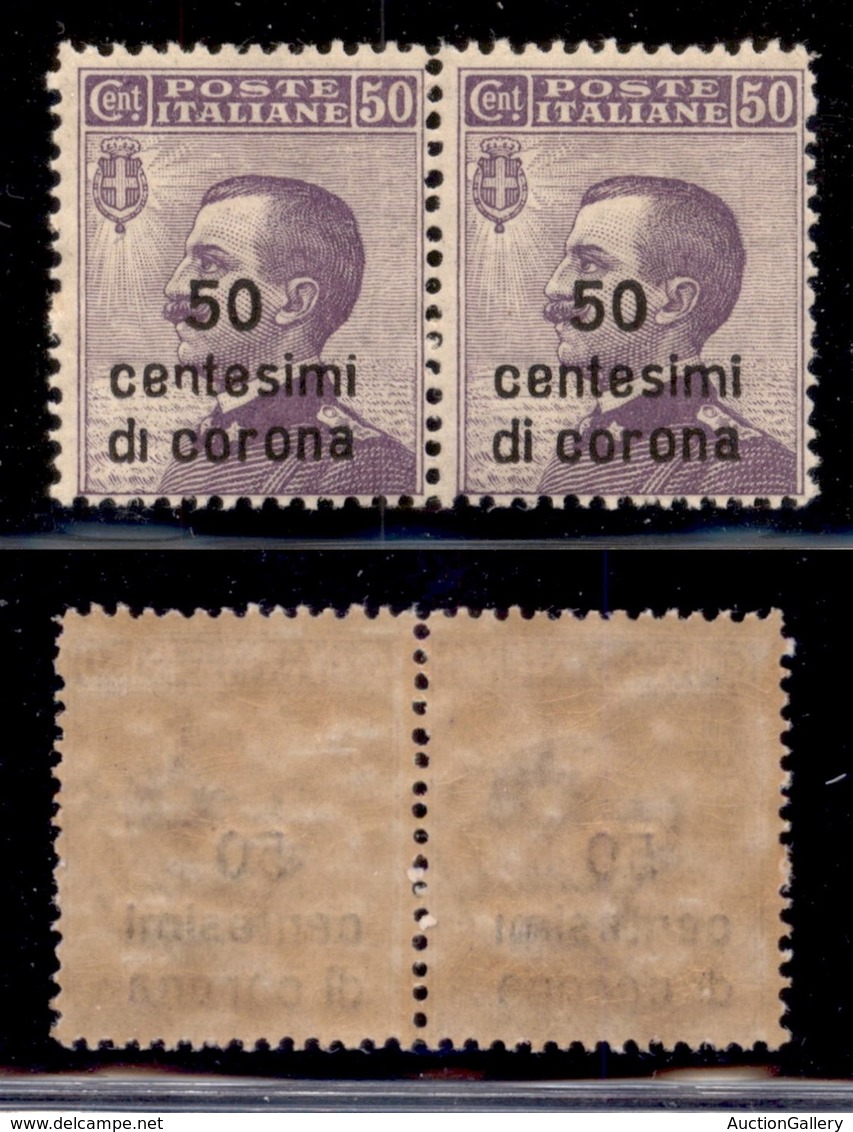 OCCUPAZIONI - DALMAZIA - 1922 - 50 Cent Su 50 (5d + 5) In Coppia - Di Senza Punto Sulla I + Normale - Gomma Integra (165 - Autres & Non Classés