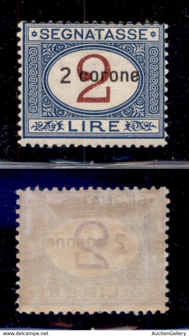 OCCUPAZIONI - DALMAZIA - 1922 - Segnatasse - 2 Corone Su 2 Lire (3) - Gomma Originale (100) - Sonstige & Ohne Zuordnung