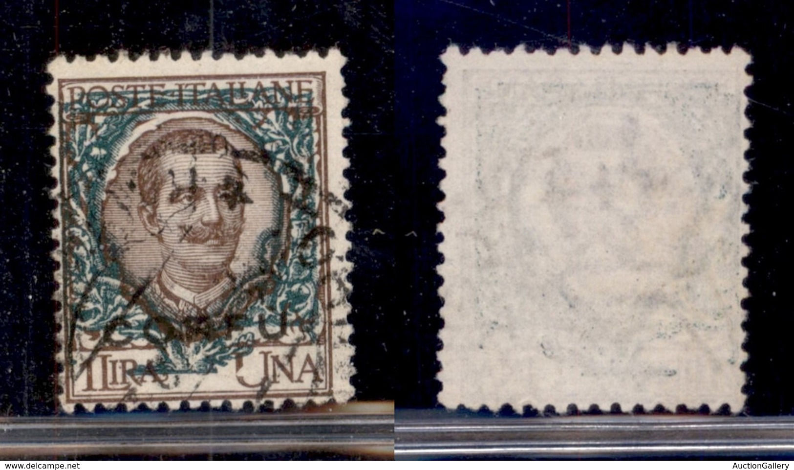 OCCUPAZIONI - CORFÙ - 1923 - 1 Lira (8a) Usato - Ornato Spostato In Alto - Other & Unclassified