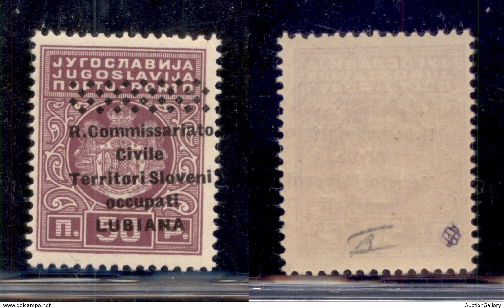 OCCUPAZIONI - LUBIANA - 1941 - Segnatasse - 50 Para (6a - Violetto Lilla - Varietà D) Con Soprastampa Obliqua - Gomma In - Other & Unclassified