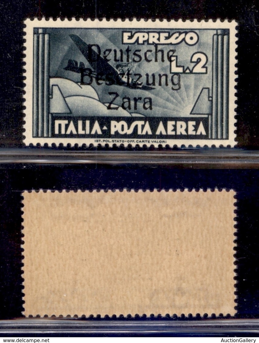 OCCUPAZIONI - ZARA - 1943 - Posta Aerea - 2 Lire Aeroespresso (9) - Gomma Integra (80) - Sonstige & Ohne Zuordnung