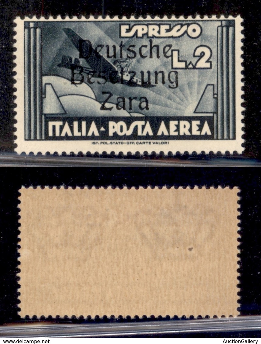 OCCUPAZIONI - ZARA - 1943 - Posta Aerea - 2 Lire Aeroespresso - A Diversa - Gomma Integra (240) - Sonstige & Ohne Zuordnung