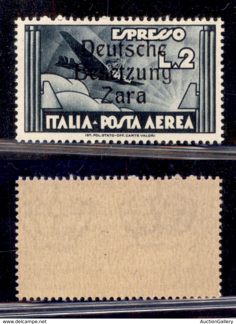 OCCUPAZIONI - ZARA - 1943 - Posta Aerea - 2 Lire Aeroespresso (9zd) - Z Stretta - Gomma Integra (120) - Other & Unclassified