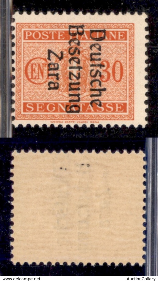 OCCUPAZIONI - ZARA - 1943 - Segnatasse - 30 Cent (5) - Gomma Integra (100) - Other & Unclassified