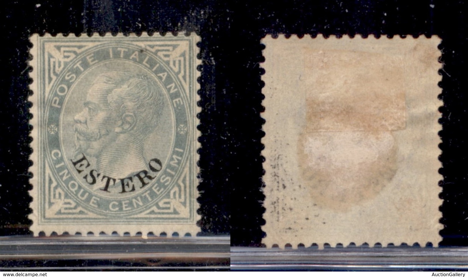 LEVANTE - LEVANTE - 1874 - 5 Cent Estero (3) - Parte Di Golla Originale (forte Linguella) - Cert. AG (900) - Sonstige & Ohne Zuordnung