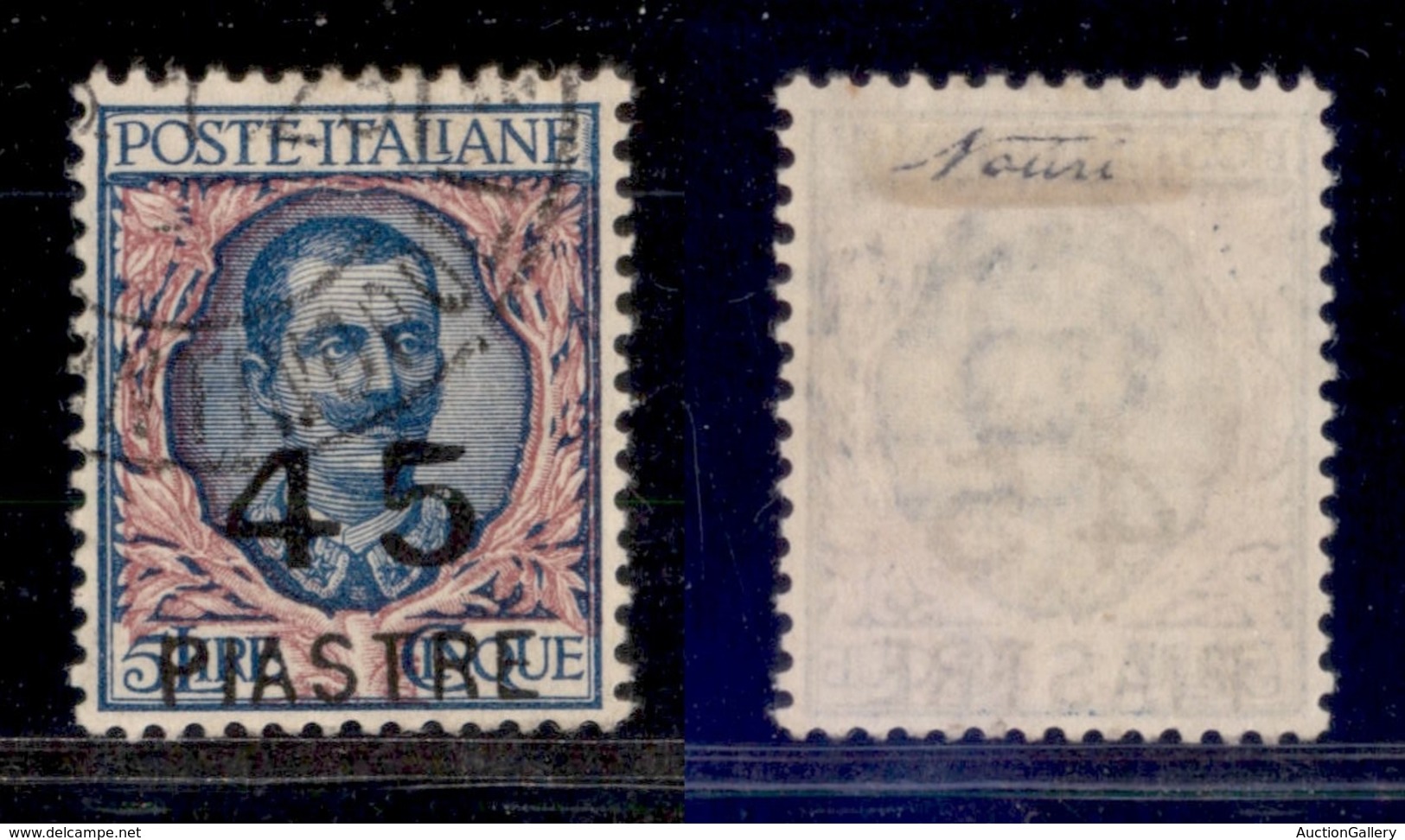 LEVANTE - COSTANTINOPOLI - 1922 - 45 Piastre Su 5 Lire Floreale (66) - Ottimamente Centrato - Usato (140+) - Otros & Sin Clasificación