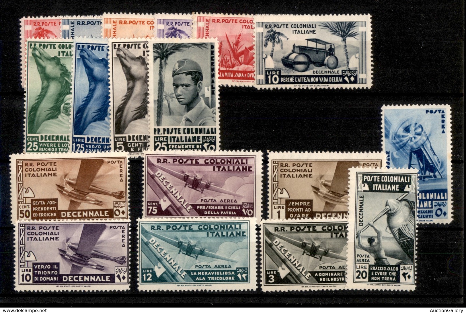 COLONIE - EMISSIONI GENERALI - 1933 - Decennale (32/41 + Aerea 22/29) - Serie Completa - Gomma Originale (400) - Autres & Non Classés