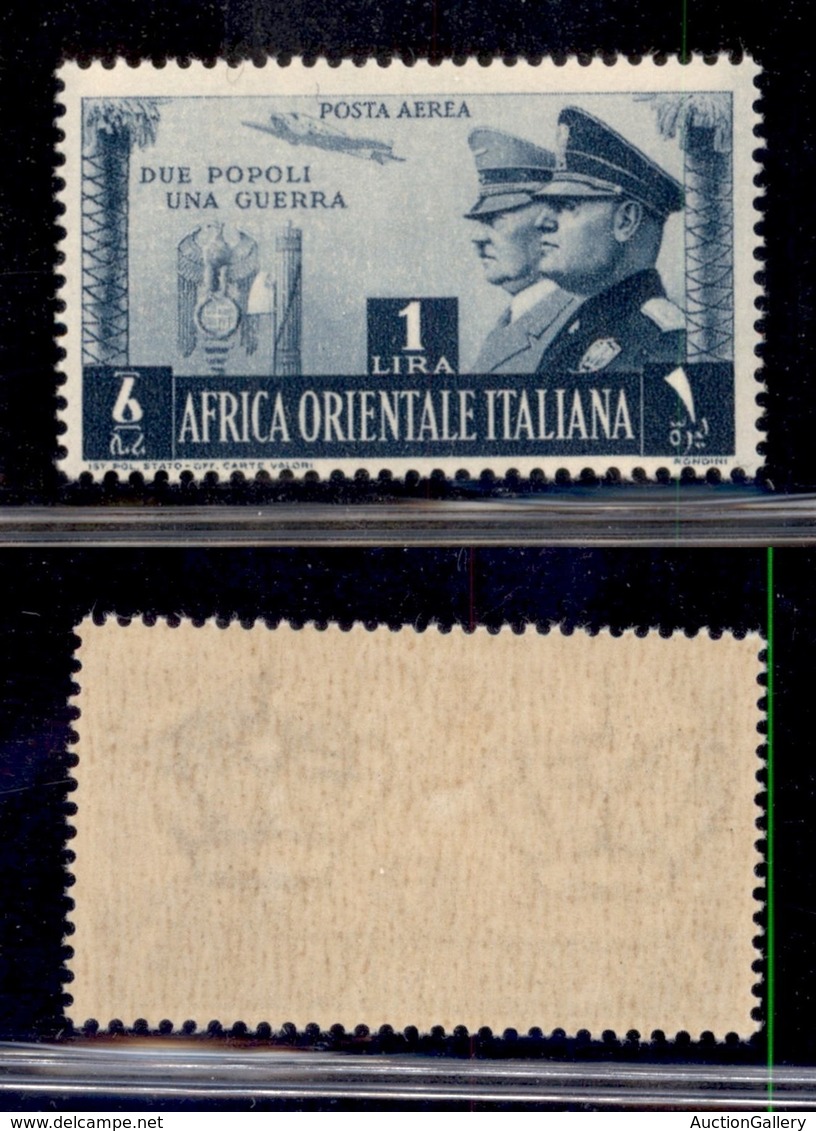 COLONIE - AFRICA ORIENTALE - 1941 - 1 Lira Fratellanza (20 - Aerea) - Gomma Originale (320) - Andere & Zonder Classificatie