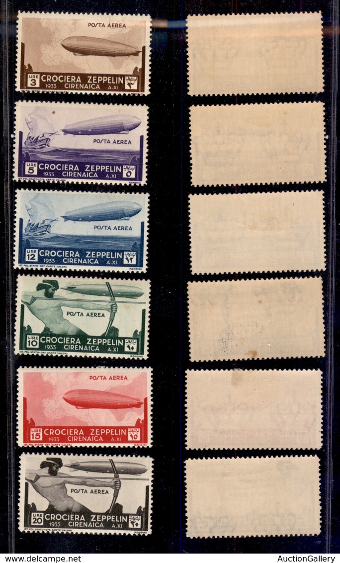 COLONIE - CIRENAICA - 1933 - Posta Aerea - Zeppelin (2/17) - Serie Completa - Gomma Originale (120) - Other & Unclassified