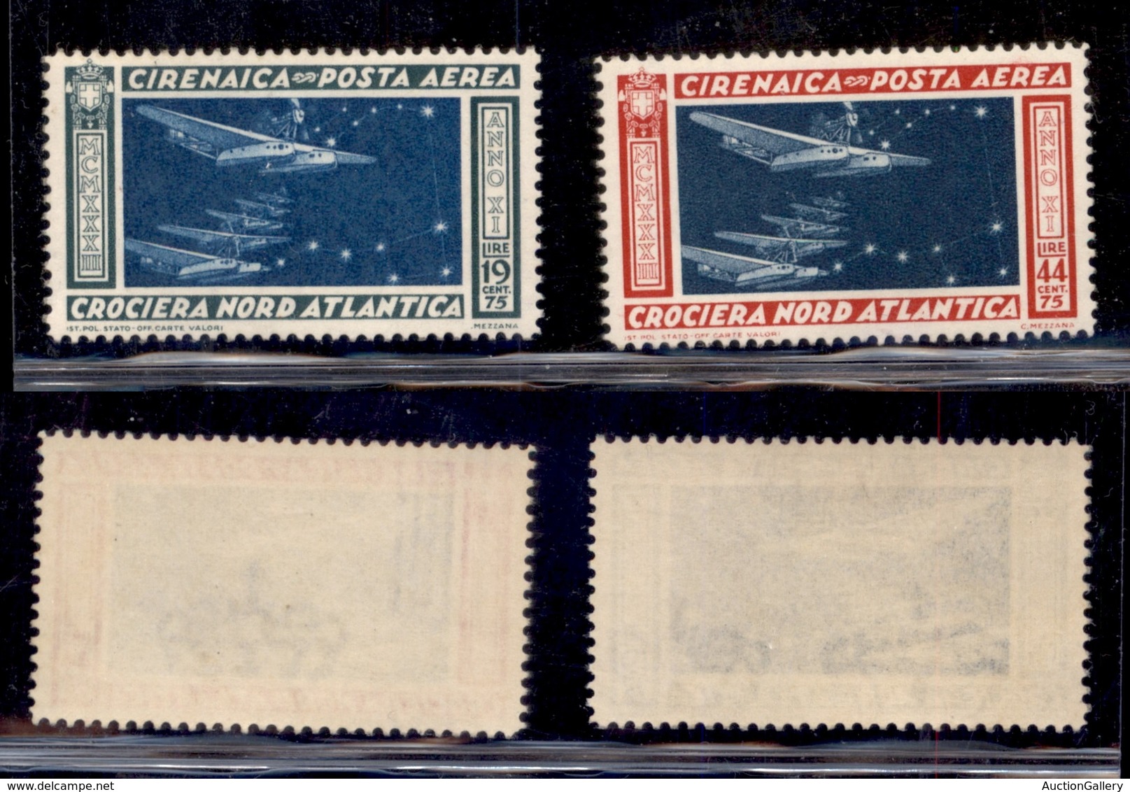 COLONIE - CIRENAICA - 1933 - Posta Aerea - Crociera Nord Atlantica (18/19) - Serie Completa - Gomma Integra (150) - Other & Unclassified