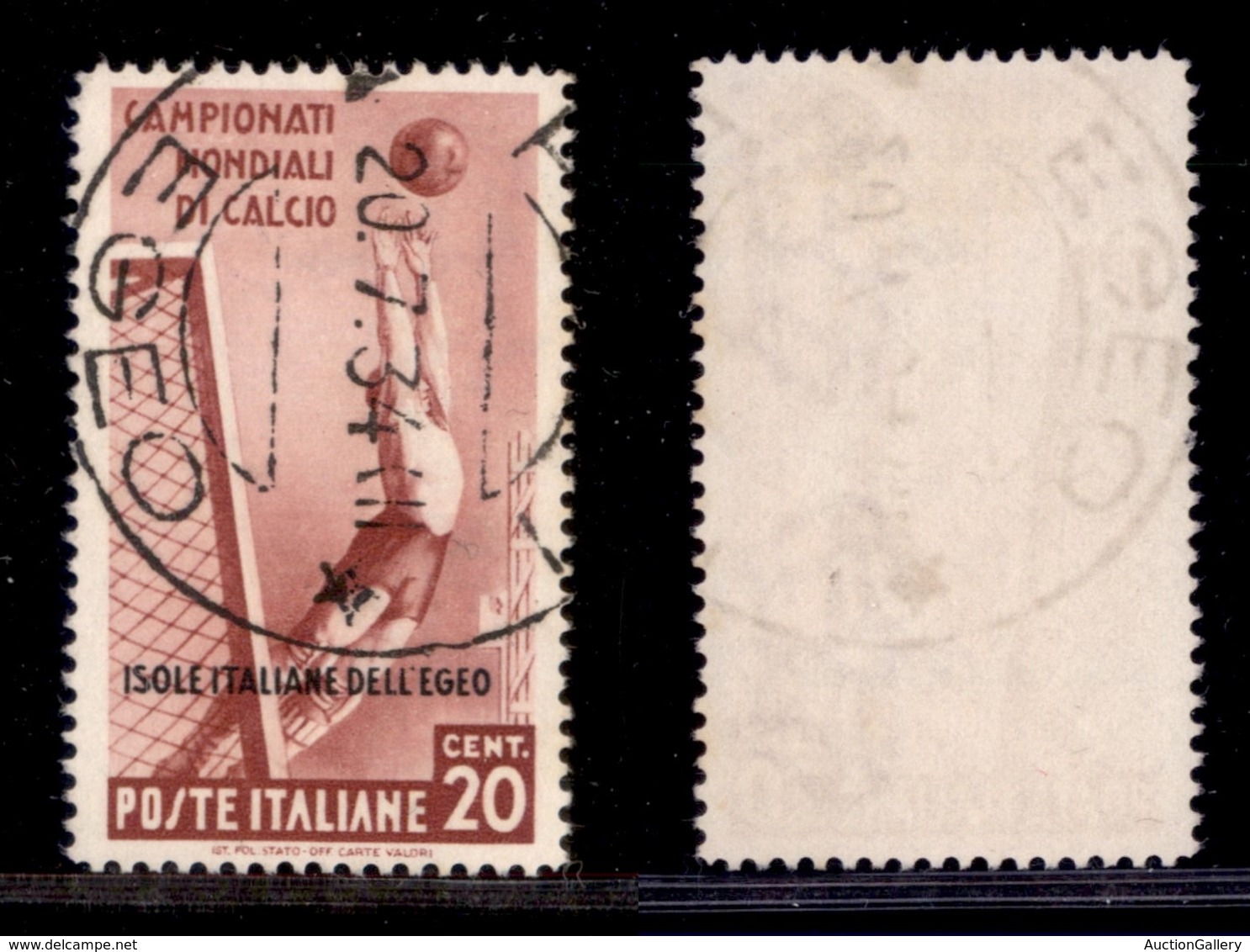 COLONIE - EGEO - 1934 - 20 Cent Calcio (75) Usato (140) - Sonstige & Ohne Zuordnung