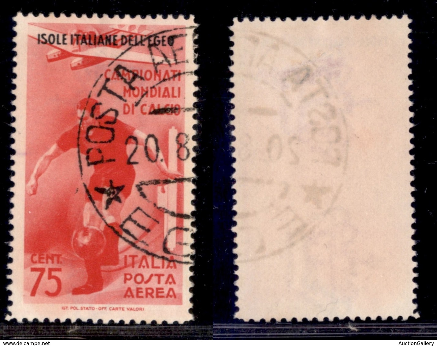 COLONIE - EGEO - 1934 - 75 Cent Calcio (35 Aerea) Usato (110) - Sonstige & Ohne Zuordnung