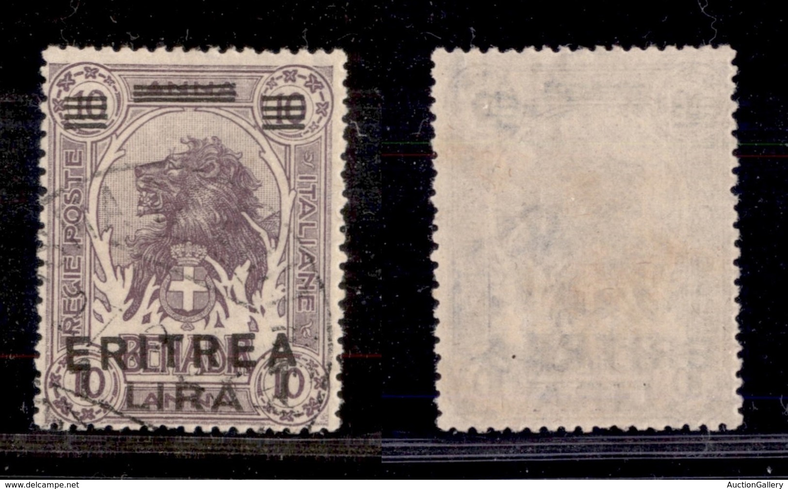 COLONIE - ERITREA - 1922 - 1 Lira Su 10 Anna (60ee) Usato - Soprastampa Obliqua - Non Quotato - Other & Unclassified