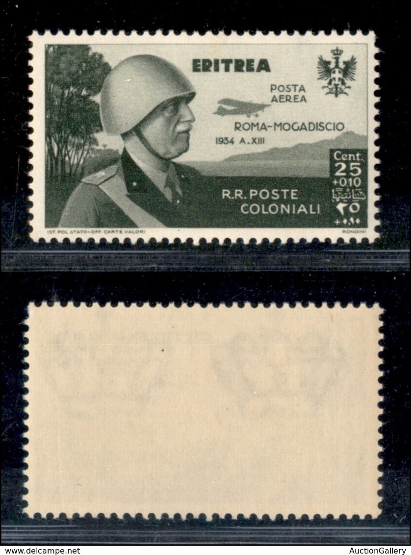 COLONIE - ERITREA - 1934 - Posta Aerea - 25 Cent Roma Mogadiscio (7) - Gomma Integra (50) - Sonstige & Ohne Zuordnung