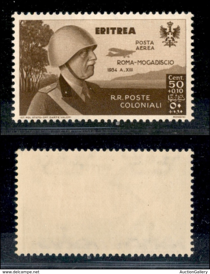 COLONIE - ERITREA - 1934 - Posta Aerea - 50 Cent Roma Mogadiscio (8) - Gomma Integra (50) - Sonstige & Ohne Zuordnung