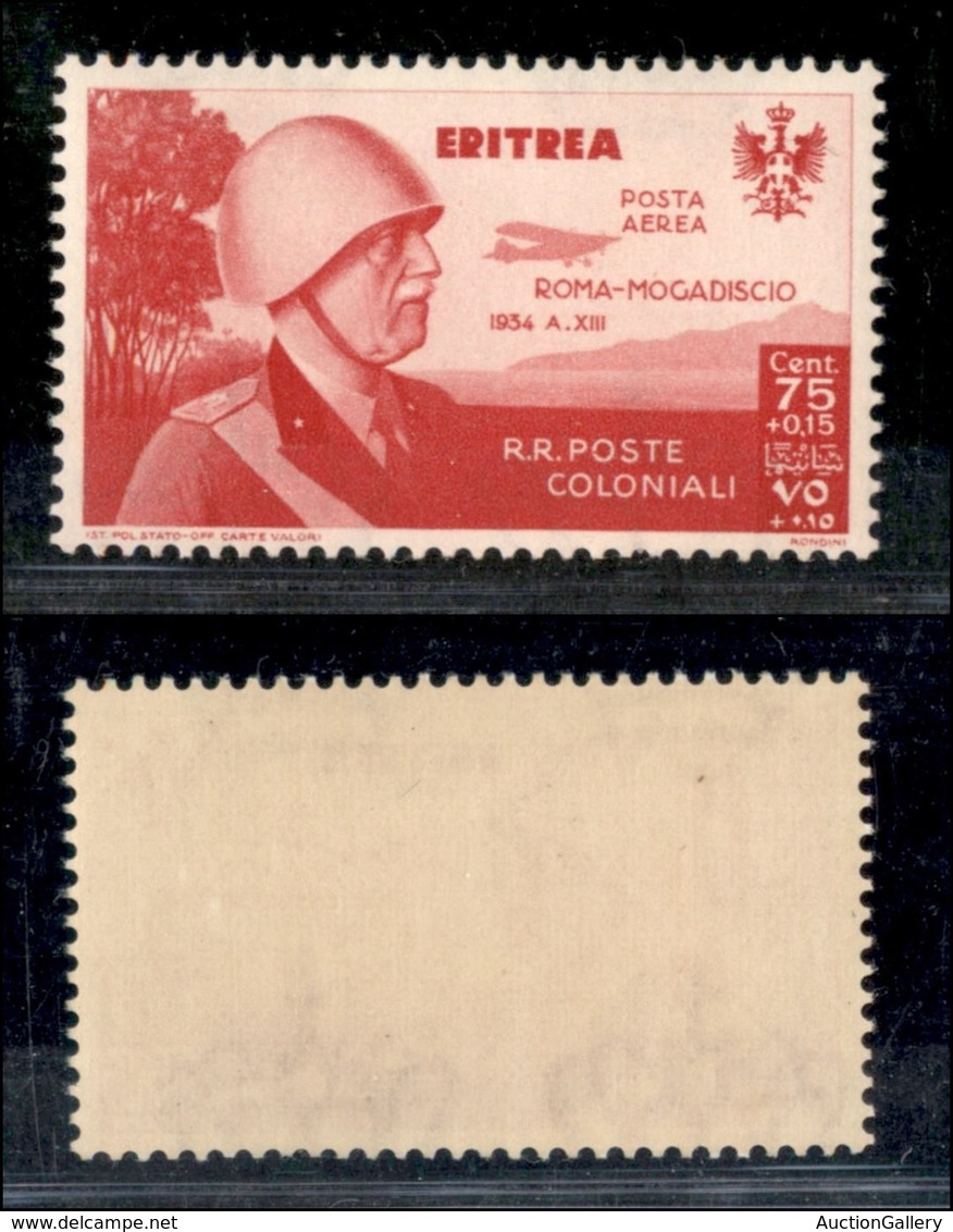 COLONIE - ERITREA - 1934 - Posta Aerea - 75 Cent Roma Mogadiscio (9) - Gomma Integra (50) - Other & Unclassified