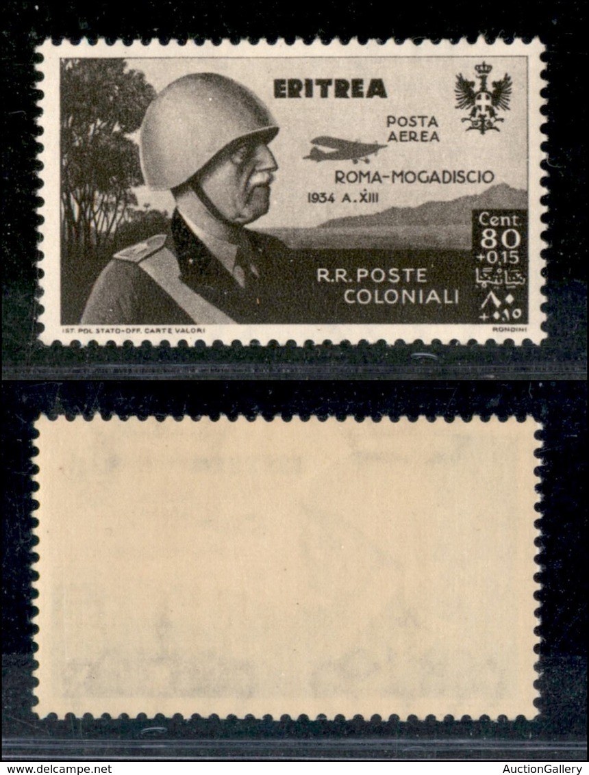 COLONIE - ERITREA - 1934 - Posta Aerea - 80 Cent Roma Mogadiscio (10) - Gomma Integra (50) - Sonstige & Ohne Zuordnung