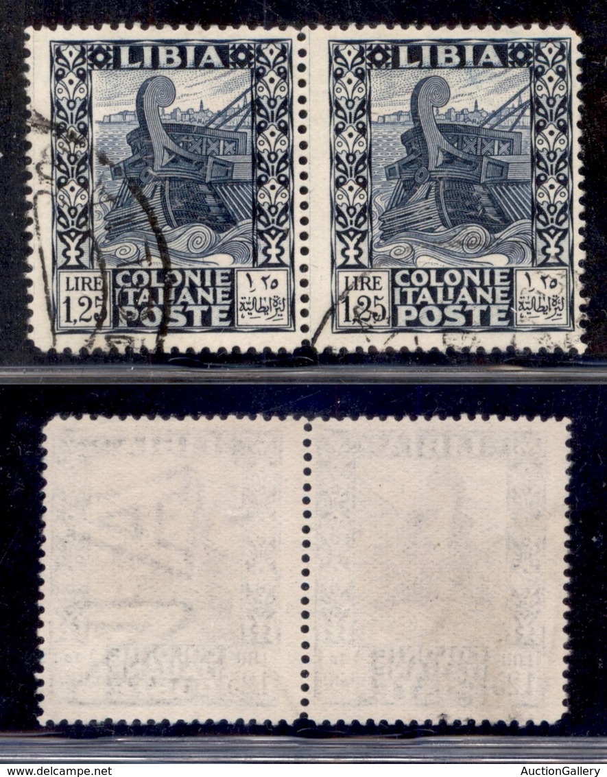 COLONIE - LIBIA - 1931 - 1,25 Lire (105/105e) - Coppia Orizzontale Con Filigrana Lettere Complete NA (12/10) A Destra -  - Sonstige & Ohne Zuordnung