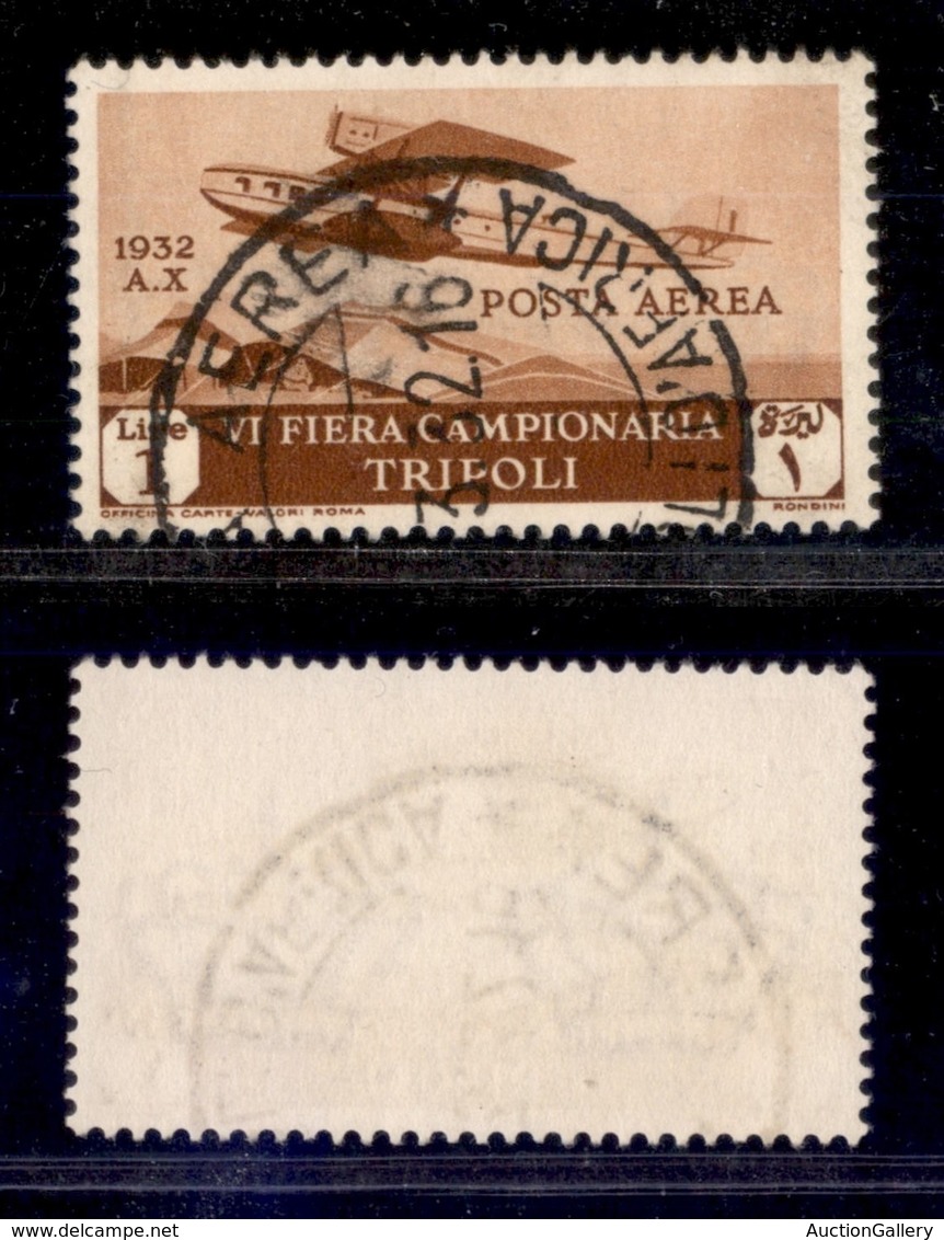 COLONIE - LIBIA - 1932 - 1 Lira VI Fiera (5 - Aerea) Usato (70) - Other & Unclassified