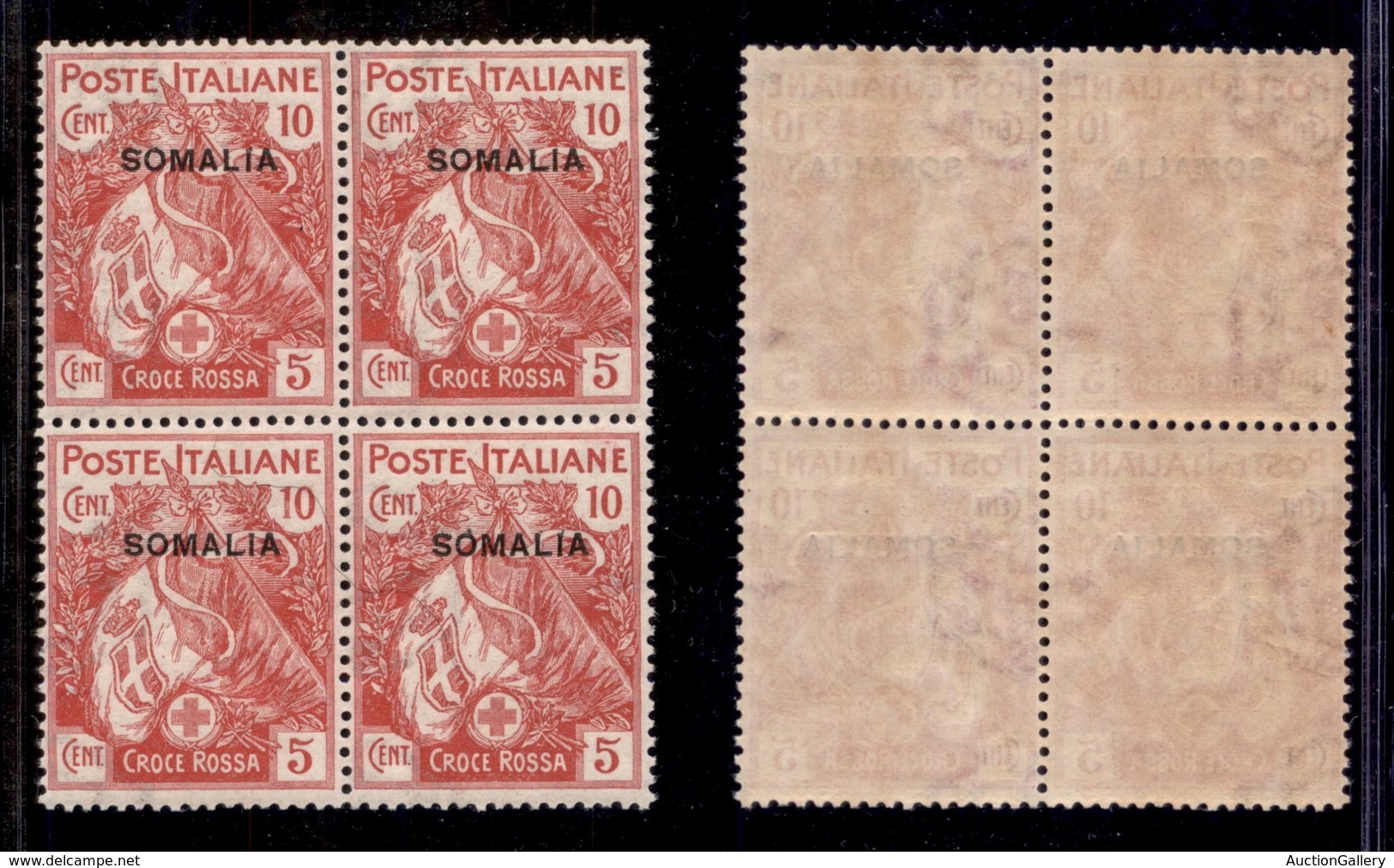 COLONIE - SOMALIA - 1916 - 10 Cent Croce Rossa (19) In Quartina - Gomma Integra (400) - Sonstige & Ohne Zuordnung