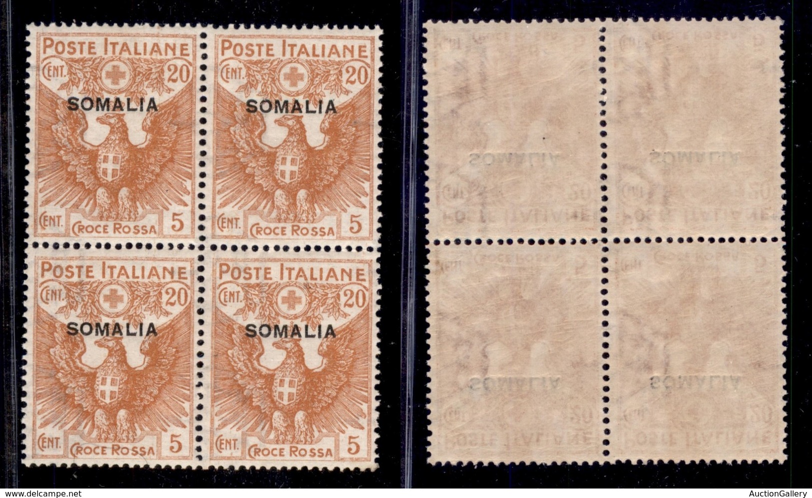 COLONIE - SOMALIA - 1916 - 20 Cent Croce Rossa (22) In Quartina - Gomma Integra (400) - Other & Unclassified