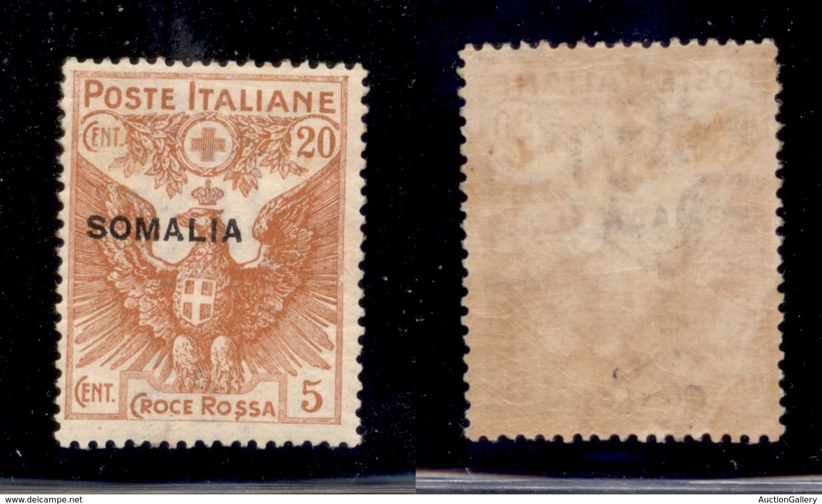 COLONIE - SOMALIA - 1916 - 20 Cent Croce Rossa (22 - Varietà) - Soprastampa A Sinistra - Gomma Originale - Non Catalogat - Sonstige & Ohne Zuordnung