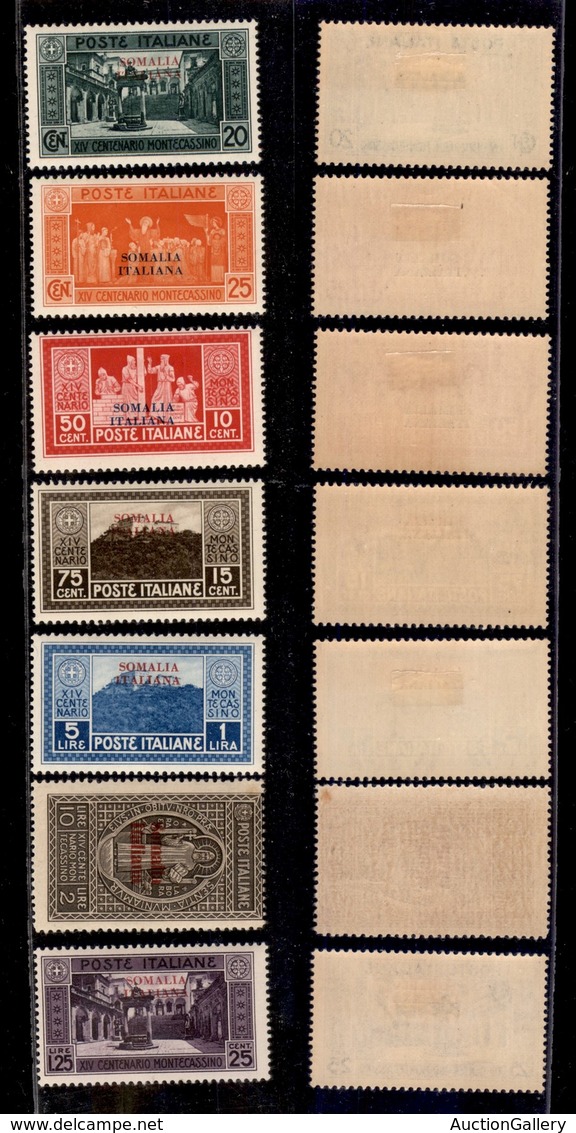 COLONIE - SOMALIA - 1929 - Montecassino (123/129) - Serie Completa - Gomma Originale (90) - Sonstige & Ohne Zuordnung
