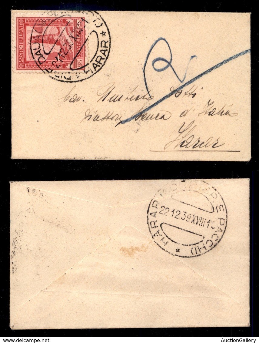 COLONIE - SOMALIA - Dire Daua 21.12.39 - 20 Cent (217) Su Bustina Per Harar - Other & Unclassified