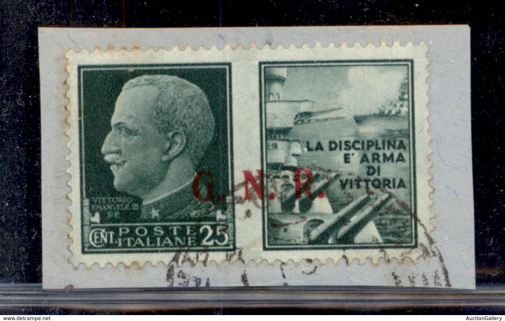 REPUBBLICA SOCIALE - GNR BRESCIA - 1943 - Propaganda - 25 Cent Marina (13/II) Usato Su Frammento - Other & Unclassified