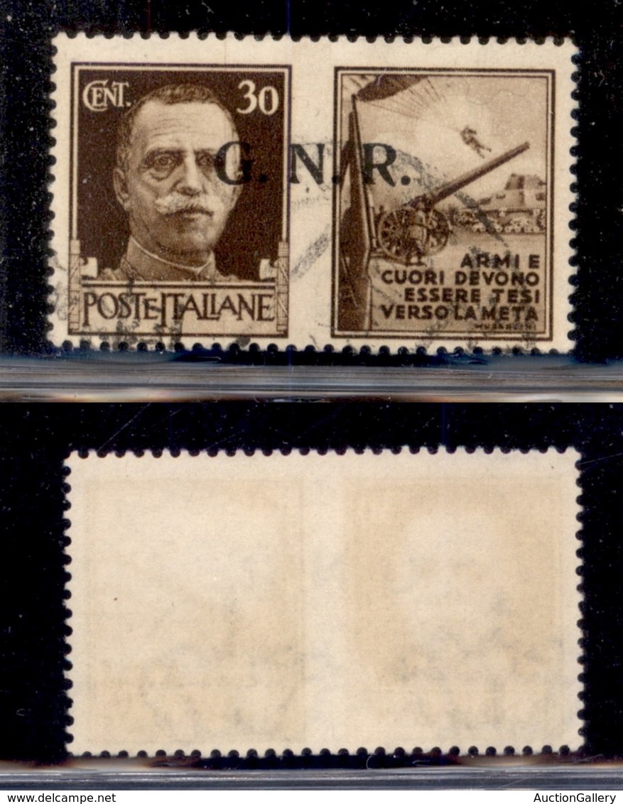 REPUBBLICA SOCIALE - GNR BRESCIA - 1943 - Propaganda - 30 Cent Esercito (18/I) Usato - Other & Unclassified