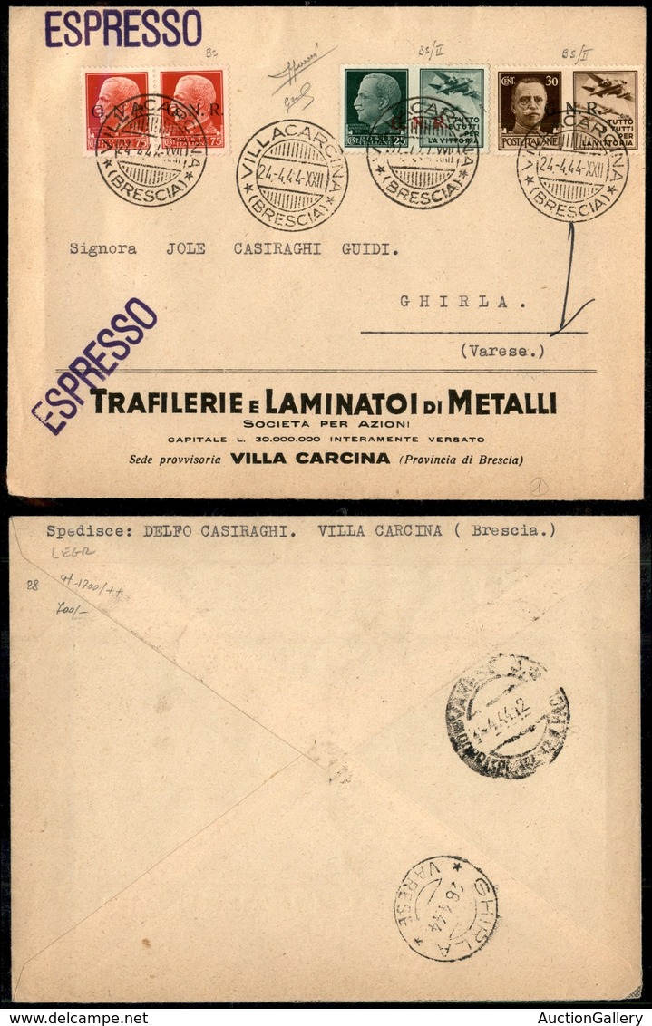 REPUBBLICA SOCIALE - GNR BRESCIA - Propaganda - Aviazione - 25 Cent (15/I) + 30 Cent (19/I) + Coppia Del 75 Cent (478) - - Other & Unclassified