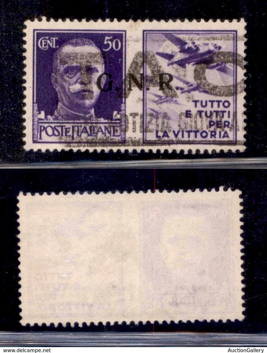 REPUBBLICA SOCIALE - GNR BRESCIA - 1943 - Propaganda - 50 Cent Aviazione (23/Ieh) Usato - Punti Piccoli Dopo NR - Autres & Non Classés