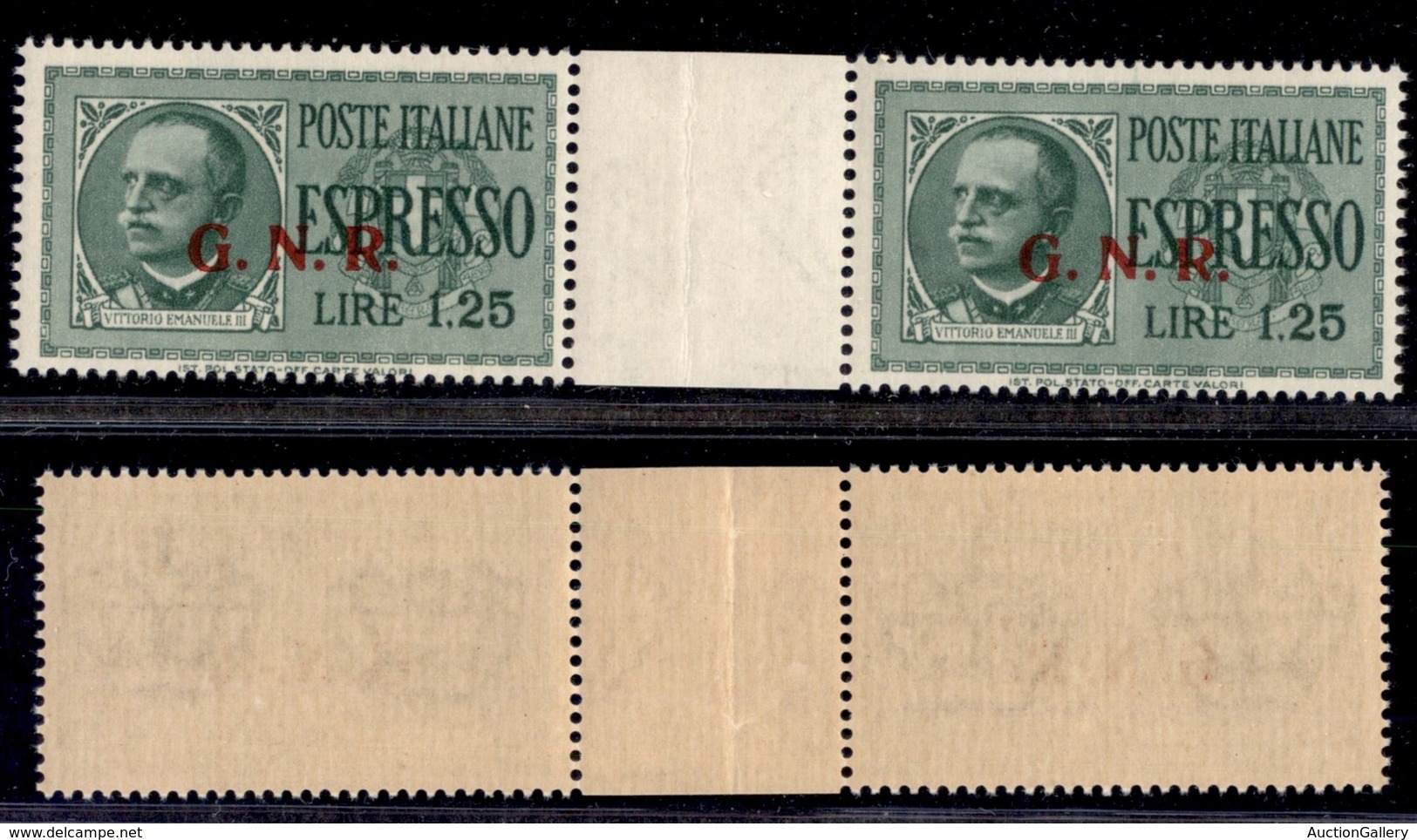 REPUBBLICA SOCIALE - GNR BRESCIA - 1943 - Espressi - 1,25 Lire (19/II) - Coppia Con Interspazio Al Centro - Gomma Integr - Autres & Non Classés