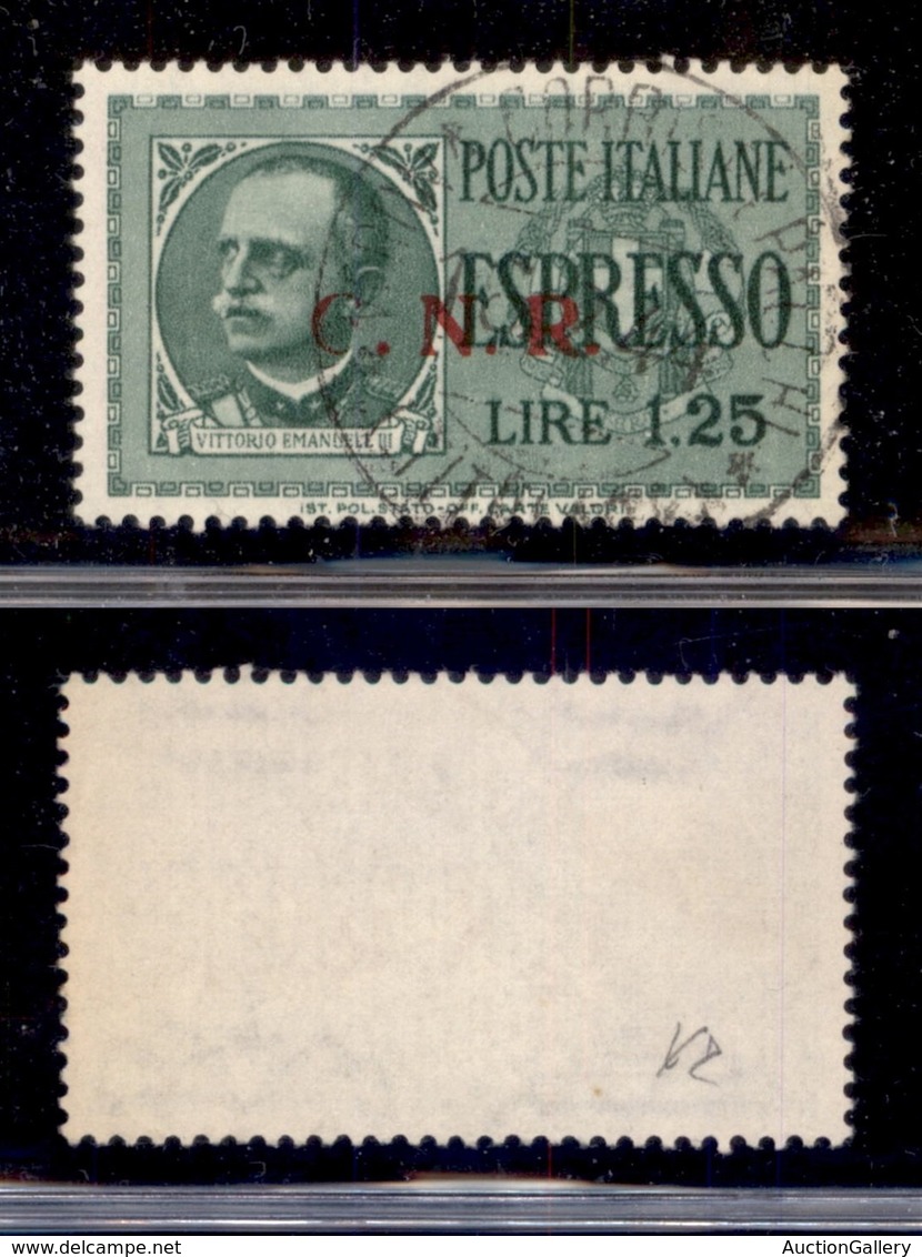 REPUBBLICA SOCIALE - GNR BRESCIA - 1943 - Espressi - 1,25 Lire (19/IIia) Usato - G Deformata Con Punto Piccolo Dopo N - Sonstige & Ohne Zuordnung