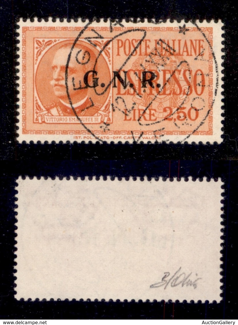 REPUBBLICA SOCIALE - GNR BRESCIA - 1943 - Espressi - 2,50 Lire (20/IIg) Usato A Legnago - Punti Grossi - Oliva - Autres & Non Classés