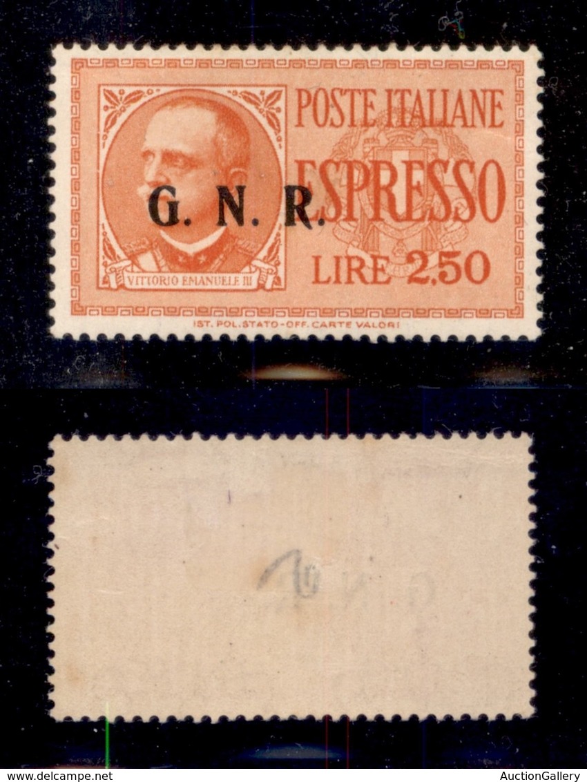 REPUBBLICA SOCIALE - GNR BRESCIA - 1943 - Espressi - 2,50 Lire (20/IIIb Varietà N) - Soprastampa Sull’effigie Con Punti  - Andere & Zonder Classificatie