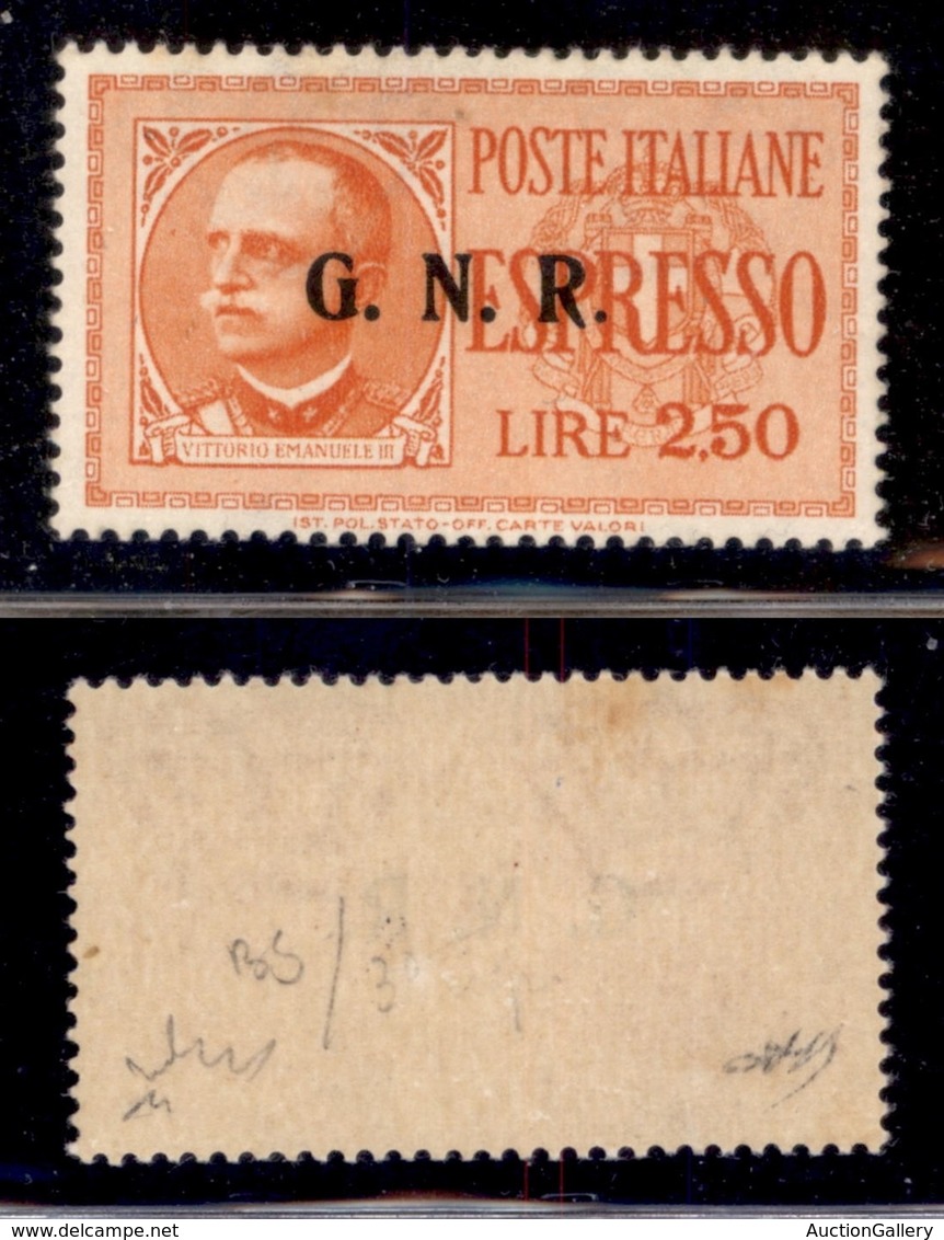 REPUBBLICA SOCIALE - GNR BRESCIA - 1943 - Espressi - 2,50 Lire (20/IIIk) - Punto Piccolo Dopo R - Gomma Integra - Chiava - Other & Unclassified
