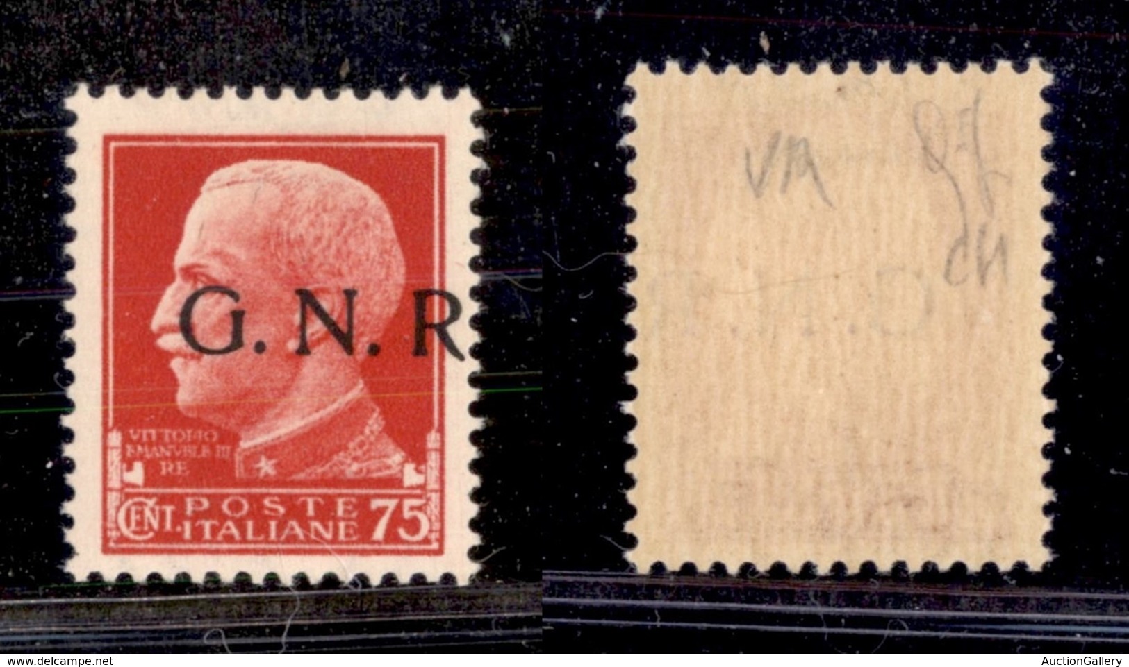 REPUBBLICA SOCIALE - GNR VERONA - 1944 - 75 Cent (478haa) Con Soprastampa Spostata (punto A Cavallo) - Gomma Integra - N - Andere & Zonder Classificatie