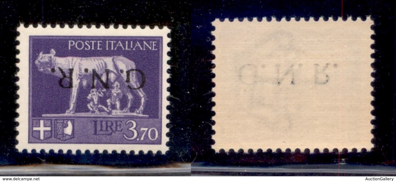 REPUBBLICA SOCIALE - GNR VERONA - 1944 - 3,70 Lire (484a) Con Soprastampa Capovolta - Gomma Integra (400) - Sonstige & Ohne Zuordnung