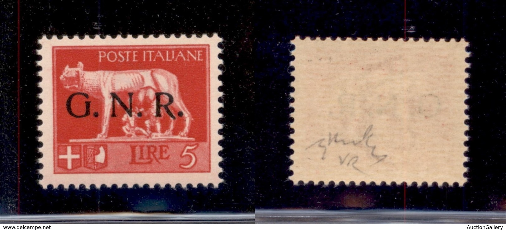 REPUBBLICA SOCIALE - GNR VERONA - 1944 - 5 Lire (485) - Gomma Integra - Ben Centrato - Chiavarello - Other & Unclassified