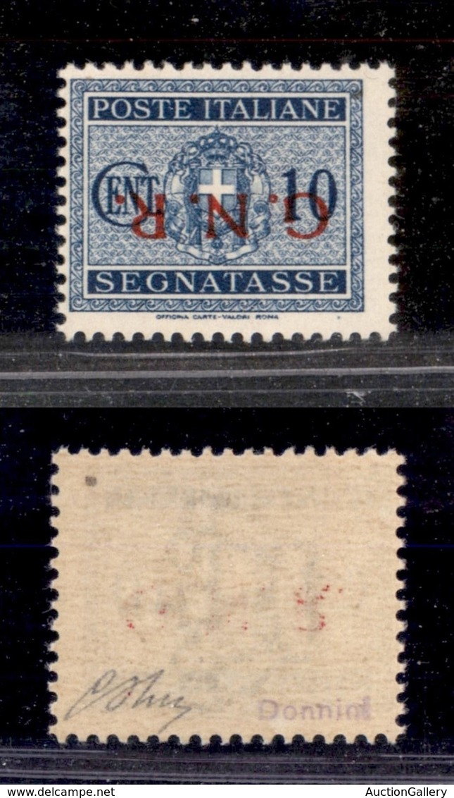 REPUBBLICA SOCIALE - GNR VERONA - 1944 - Segnatasse - 10 Cent (48a) Con Soprastampa Capovolta - Gomma Integra - Oliva (3 - Other & Unclassified