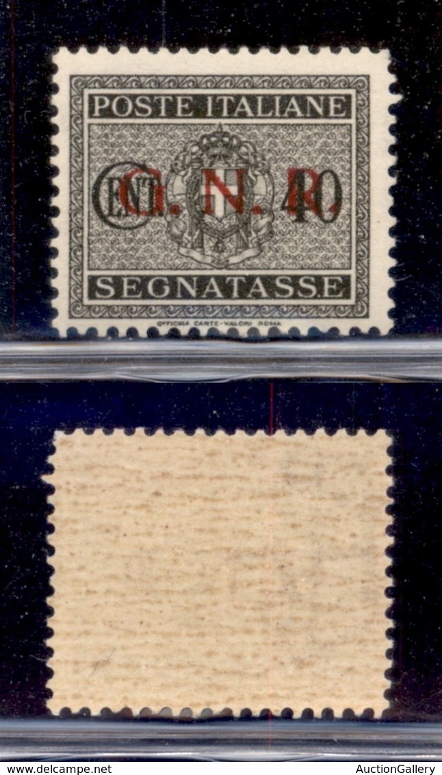 REPUBBLICA SOCIALE - GNR VERONA - 1944 - Segnatasse - 40 Cent (52 Varietà) - Punto Grosso Dopo G - Gomma Integra - Non C - Other & Unclassified