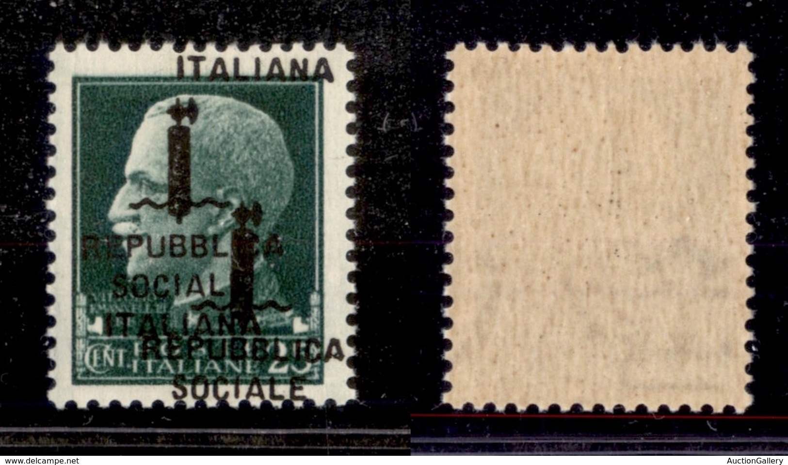 REPUBBLICA SOCIALE - PROVVISORI - 1944 - 25 Cent (491b) Con Doppia Soprastampa (una A Cavallo) - Gomma Integra - Andere & Zonder Classificatie