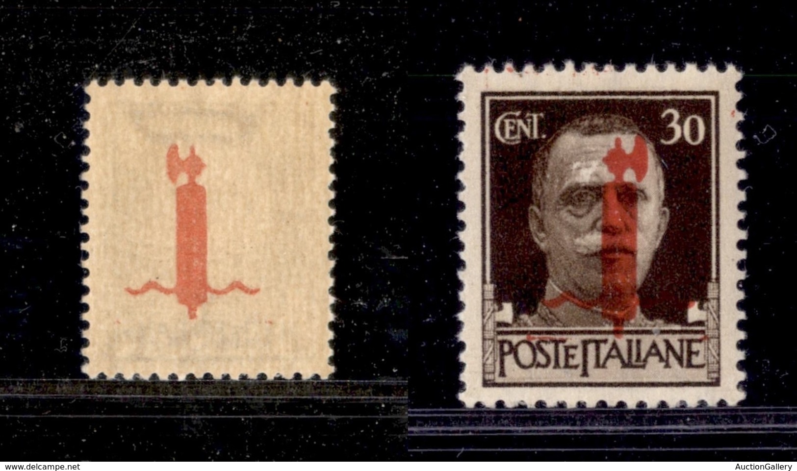 REPUBBLICA SOCIALE - PROVVISORI - 1944 - Verona - 30 Cent (492Es) - Fascio Rosso Arancio Con Decalco - Gomma Integra (40 - Other & Unclassified