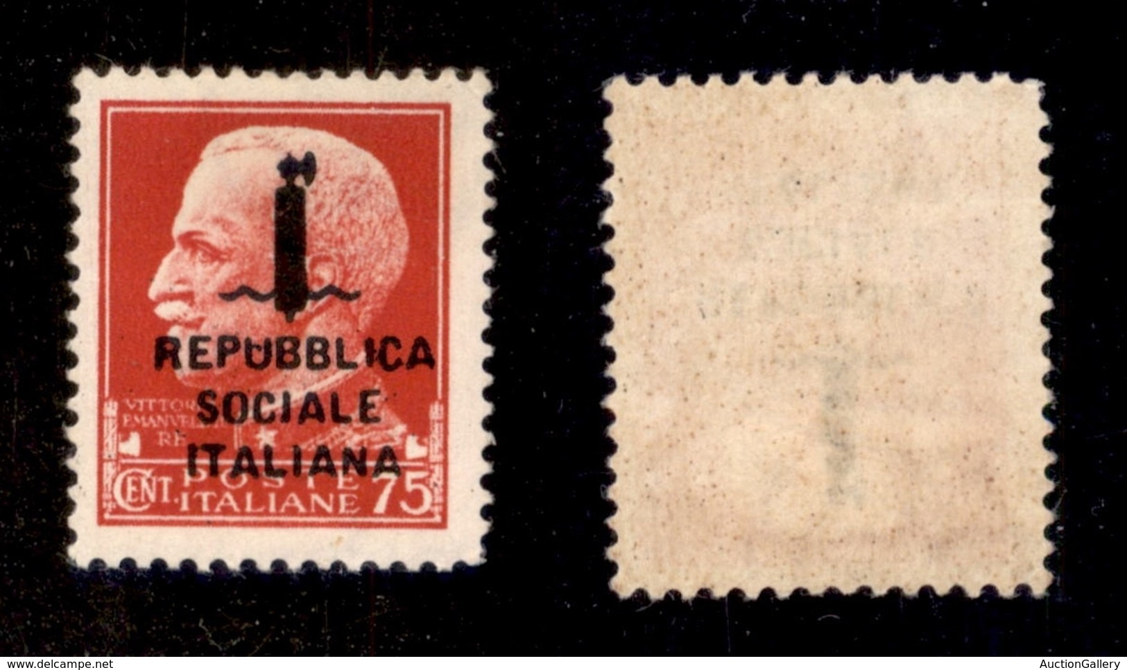 REPUBBLICA SOCIALE - PROVVISORI - 1944 - 75 Cent (494) - Punto Nella U Di Repubblica (non Catalogato) - Gomma Integra - Andere & Zonder Classificatie