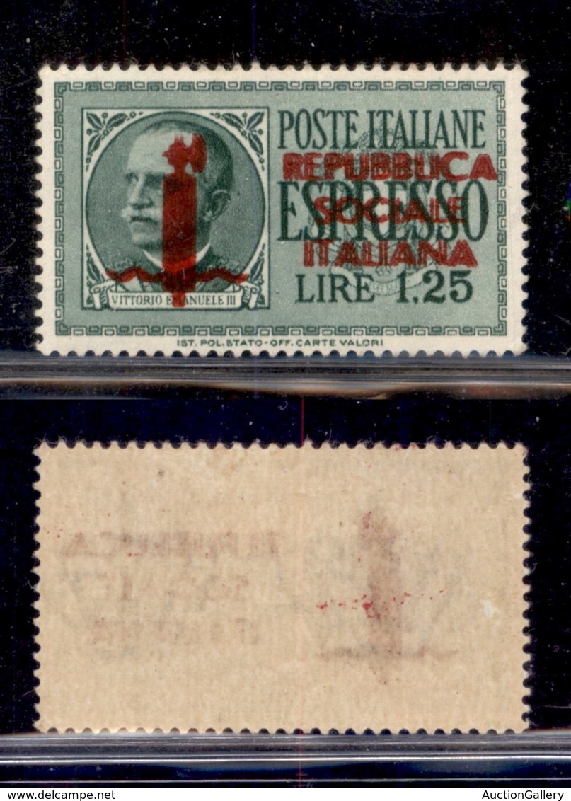 REPUBBLICA SOCIALE - SERVIZI - 1944 - Espressi - 1,25 Lire (21Dc) Con Doppia Soprastampa Rosso Bruno - Gomma Integra (30 - Sonstige & Ohne Zuordnung