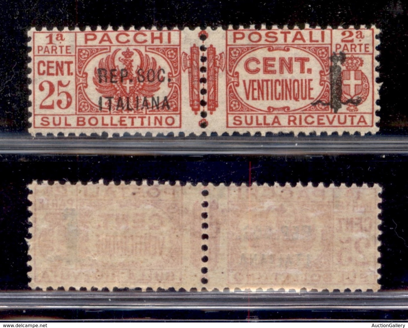 REPUBBLICA SOCIALE - SERVIZI - 1944 - Pacchi Postali - 25 Cent (38a) Con Soprastampa Corta - Gomma Integra (90) - Andere & Zonder Classificatie